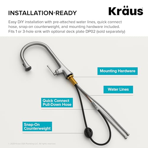 KRAUS Savan 2-Function Single Handle Pull Down Kitchen Faucet in Spot-Free Stainless Steel, KPF-4104SFS by Kraus - Used condition - Image 8