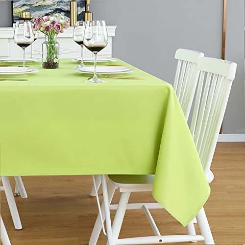 Image of FOLINS&HOME Apple Green Rectangle Waterproof Tablecloth, 60 x 120 Inch | Wrinkle Free Polyester Table Cloths, Spillproof Heavy Duty and Washable Table Cover for Party, Banquet - Rectangular /Oblong