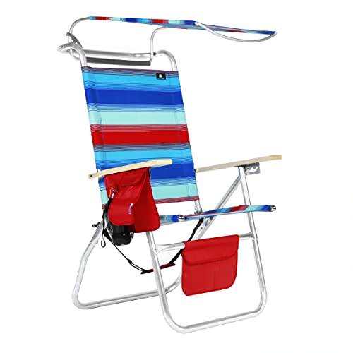 17 Inches High Seat Big Tycoon Aluminum Beach Chair With Canopy #TOP4