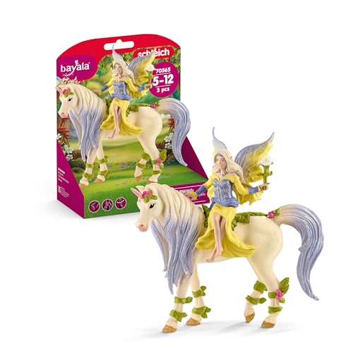 SCHLEICH BAYALA | Sera mit Blüten-Einhorn 70565 | mit Blüte | detailgetreue Figuren | tolles Geschenk für Mädchen und Jungen | wunderschöne Sammelfiguren | Spielfigur ab 5 Jahren | Set aus 3 Teilen