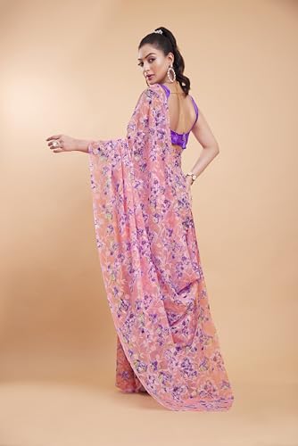 Image of Garden Vareli Summer Roganza Viscose Brasso Floral Print Christmas Special Saree