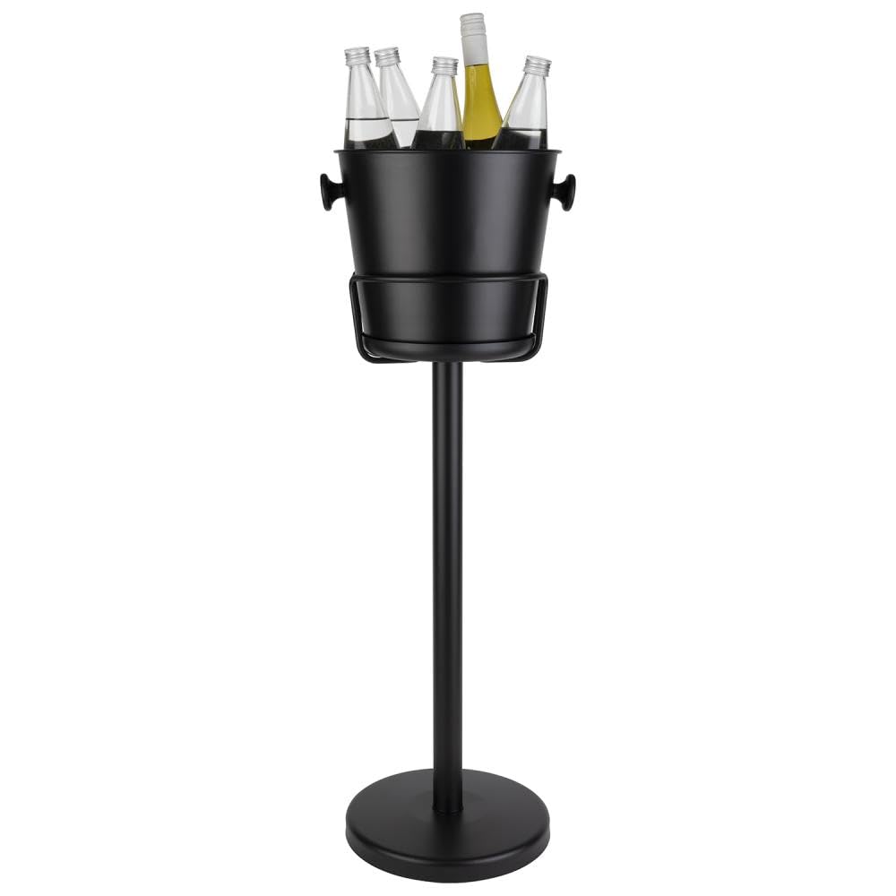 Enfriador de vino/champán, enfriador de botellas de aluminio de alta calidad, mate interior y exterior con asas de botón de plástico ABS, extra resistente con 8 litros de capacidad