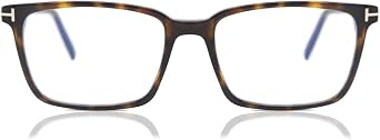 Eyeglasses Tom Ford FT 5802 -B 052 Shiny Classic Dark Havana,"t" Logo/Blue Bl