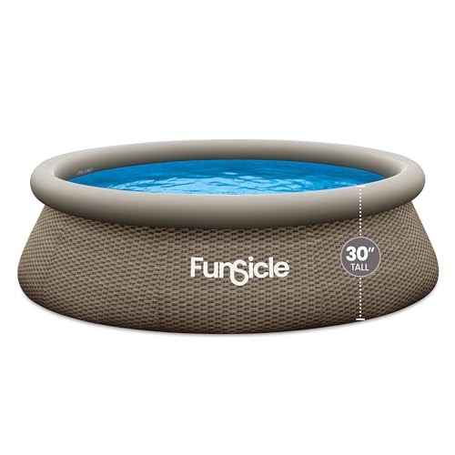 Funsicle Quickset Designer 10' x 30" Round Above Ground Swimming Pool, with FiltraBoost 400 GPH Filter Pump, Type I Filter Cartridge & Repair Patch, Triple Basketweave Print
