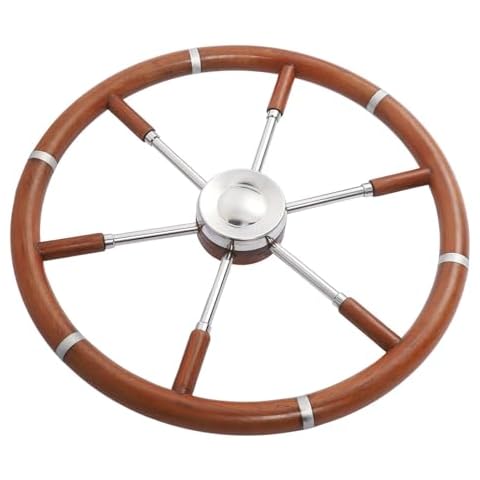 Acouto Teak Wood Boat Steering Wheel Cover