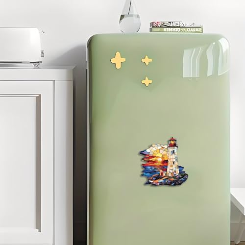 Imán decorativo acrílico faro arcoíris 3.15 pulg miniatura 5