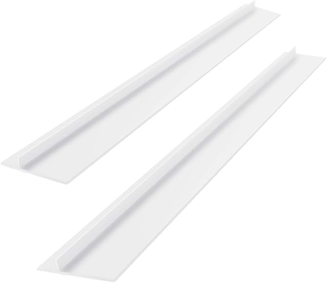 Silicone Stove Counter Gap Cover 25" for Kitchen, Easy Clean Heat Resistant Wide & Long Gap Filler, Seals Spills Between Counter, Stovetop, Oven, Washer & Dryer, Set of 2, White