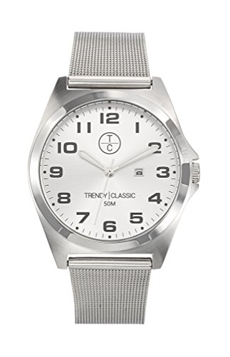 Montre homme quartz analogique avec cadran gris et bracelet acier CM1014-03D