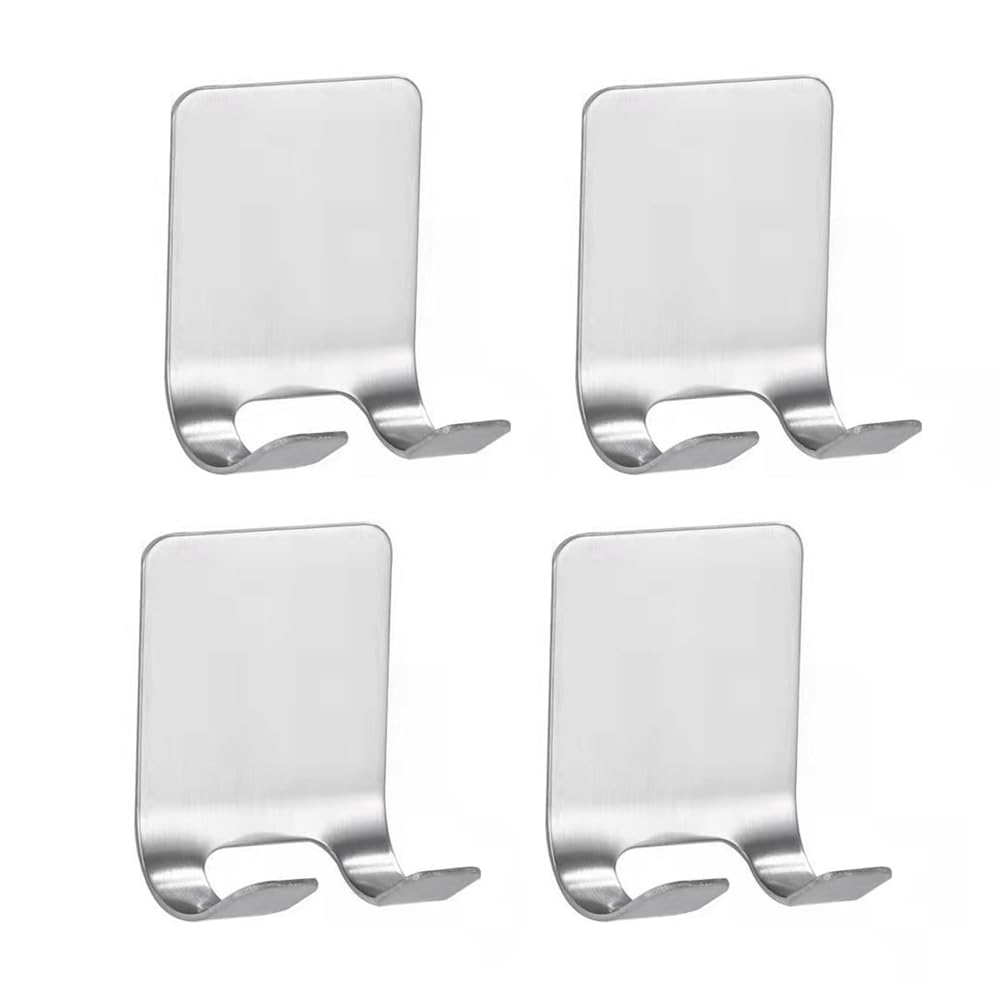 CTRLZS Stainless Steel Shaver Hook Stand Self Adhesive Hanger Heavy Duty Utility Storage Hook Bathroom Organizer Silver
