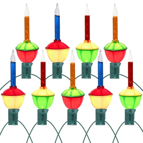 SOTOPOO Christmas Bubble Lights, 8.8 Feet 9 Multicolor C7 Christmas Tree Vintage Lights, 5 Watt, E12 Base, Indoor Outdoor, 1 Spare Bulb