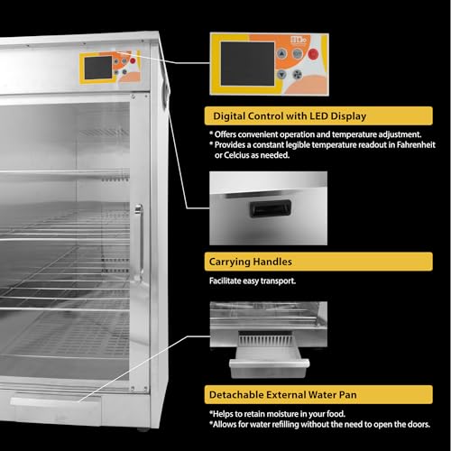 4-Shelf Electric Fan Circulated Hot Box Food Warmer Accommodating 4\"D Full-size Steam Table Pans, Countertop Heated Holding Cabinet for Pizza Pretzel, Catering Warming Machine for Home Commercial Use - Thumbnail 3