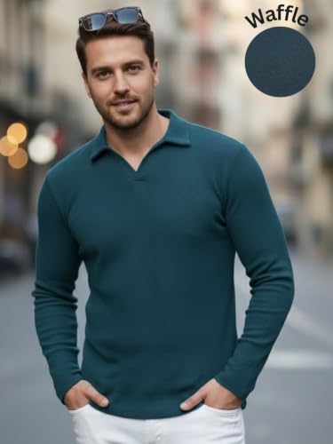 Image of Rigo Printed Casual T-Shirts for Men | Waffle Knit Solid T-Shirt for Men | Full Sleeves T-Shirts for Men