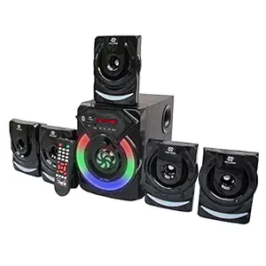 MUSIC WINDOWS 90 Watts Home Theater 5.1 Channel Multimedia Speakers Systems with Bluetooth, Remote FM USB AUX LED TV Support - Multicolor Ring