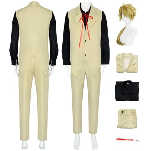 Anime Bungou Stray Dogs Kunikida Doppo Disfraz Cosplay Traje Juego Rol con Peluca Traje Negro y Verde Conjunto Accesorios Fiesta Comic Con Halloween Uniforme Carnaval Adultos Niños Traje Unisex