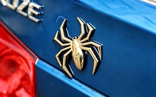 Image of 3D Spider Chrome Emblem Badge Sticker Decoration for Car, Truck, Motorcycle, RV, Scooter, SUV, Door, Window (Yellow Flash Spider)