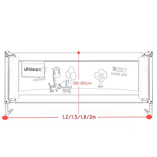 Deflector de cama infantil de 2m lavable y valla regulable en altura 5