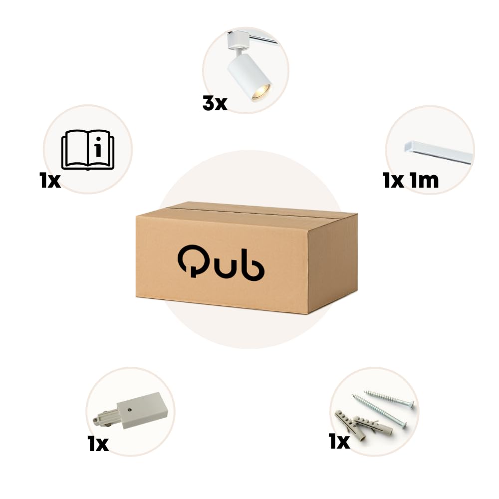 Qub FOCUS III 3-flammiger Spotbalken Schienensystem 1m GU10 LED Weiß
