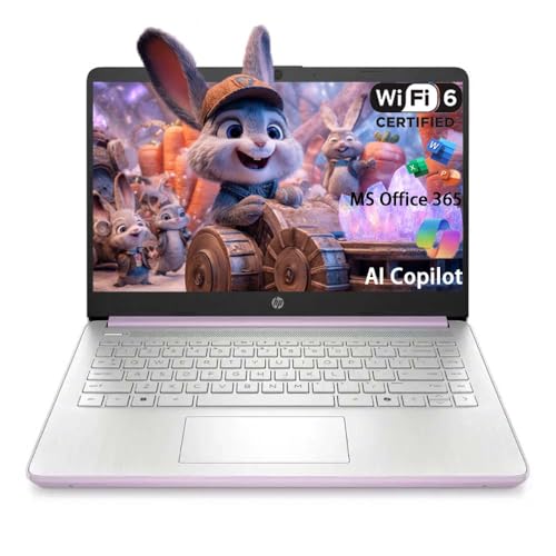Image of HP Stream 14 Student Business Laptop, Microsoft Office 365, Copilot AI, 1TB Cloud Storage, Intel N150 Processor(Quad-core), 16GB RAM, 128GB UFS, Honey Lavender, Windows 11 Home, with 5ave Kit