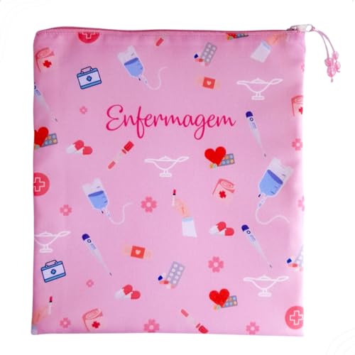 Matellassê - Porta Jaleco Enfermagem Medicina Porta Estetoscópio Organizador de bolsa Necessaire Personalizado Biomedicina Fisioterapia Veterinária Odontologia Nutrição (ENFERMAGEM)