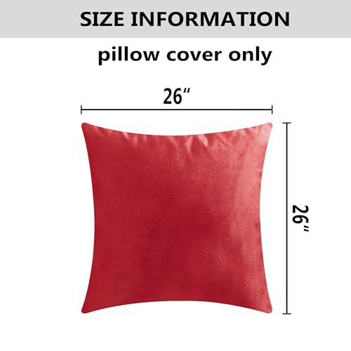 Home Brilliant Pillow Covers 26x26 Set of 2 Red Euro Shams Square Velvet Large Throw Pillow Covers for Living Room Girl Dorm Wedding Party, 2 Pieces, 66cm(26 inches), Red by Home Brilliant - Image 5