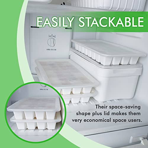 Stackable Ice Cube Trays Lids - Easy Release White Ice Molds For Freezer, Storage, 32 Cubes, 2 Pack #TOP1