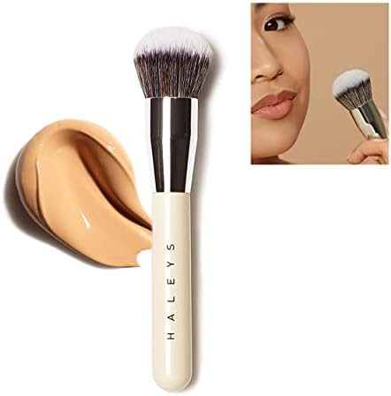 HALEYS Brilliant Kabuki Brush, Soft, Streak-free, Perfect Blending, Buff, Blurs, Smooths, Control, Precision, Complexion tools For liquid, cream, skincare, powder, Vegan, Cruelty-free, Sustainable Wood