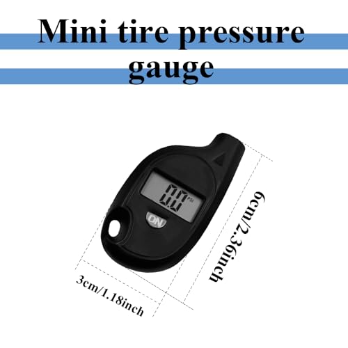WINUERK Digital Tire Gauge, Car Motorcycle Tire Pressure Tester, Key Ring Tire Gauge with Backlit LCD and Anti-Skid Grip
