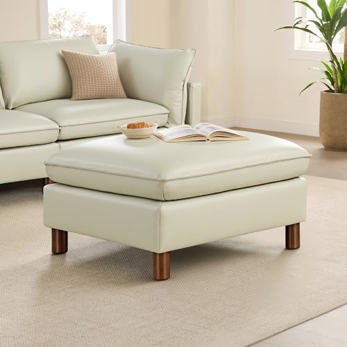 Image of CHITA 118 inch Leather Super Large Sectional Couches for Living Room, Modular Cloud Sofa, Premium Genuine Leather Sofa, Down Filled, High Density Foam, Real Leather in Cream, 5 Seat Corner Couch