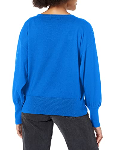 Karl Lagerfeld Paris Women's Long Sleeve Jewel Soft Sportswear Sweater, Deep French Blue, Large #TOP1