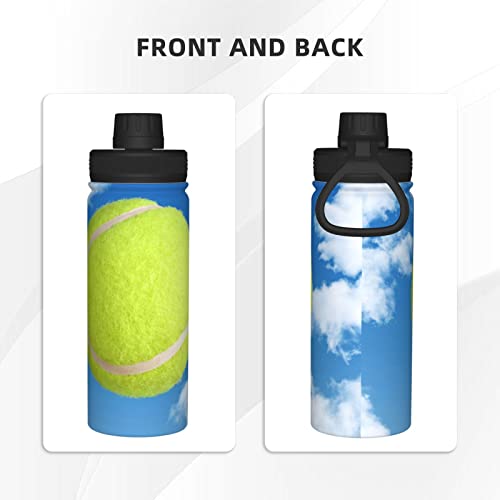 Water Bottle Yellow-Tennis-Blue-Sky 18 Oz Stainless Steel Vacuum Insulated Wide Flask With Leakproof Spout Lid #TOP2