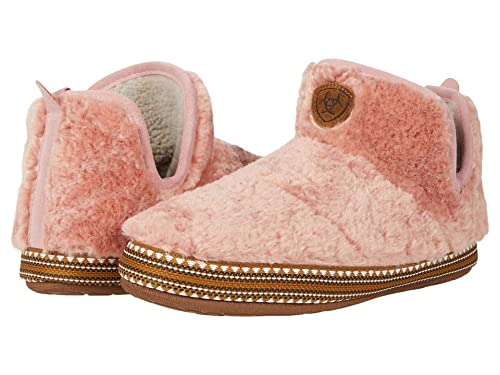 ARIAT ARIAT Women's Warm Soft Acrylic/Wool Blend Upper Indoor/Outdoor Rubber Bottom Bootie Slippers, Pink, Small