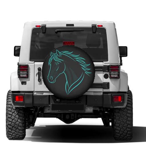 Image of Delerain Horse's Head Spare Tire Covers Waterproof Dust-Proof Spare Wheel Cover Universal Fit for Jeep, Trailer, RV, SUV, Truck and Many Vehicle (17 Inch for Diameter 31 inch-33 inch)