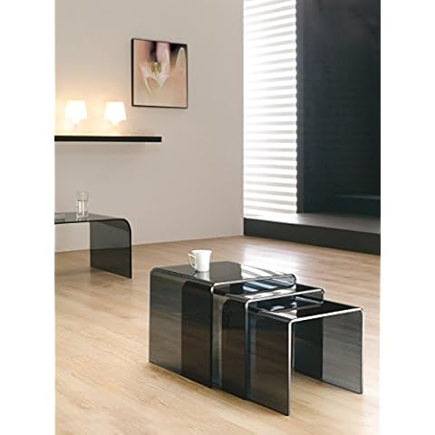 Oak Furniture King Milan Black Glass Nesting Tables Cover