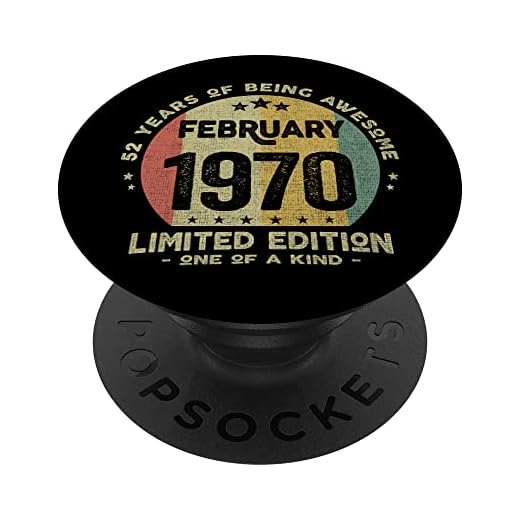 Regalo 52 años Cumpleaños Hombre Mujer - Febrero 1970 PopSockets PopGrip Intercambiable