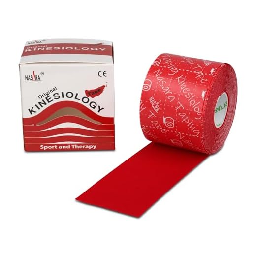 Nasara cinta kinesiológica original para el deporte y la medicina, tamaño del rollo 5cm x 5m, rojo