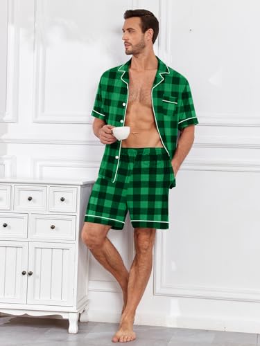 Image of Mens 2 Piece Short Sleeve Button Down Pajama Set, S-3XL | Soft Modal Fabric, Cool Lightweight Sleepwear & Loungewear with Pockets, Home Relaxing