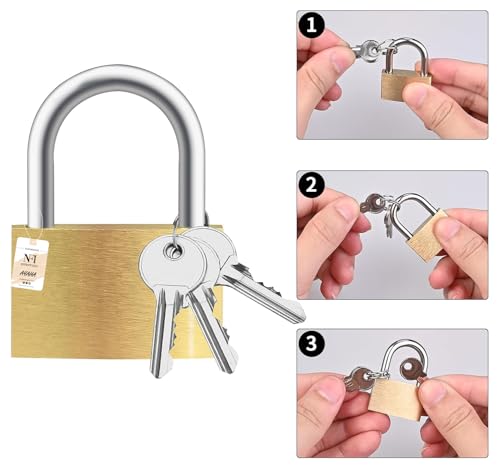 Image of NFI essentials 20mm Set of 4 Brass Polished Lock and Key Metal Suitcase Locks, Multicolor Luggage Padlocks Set, Small Luggage Locks, Mini Locker, Zipper Lock, Tiny Locker for School Gym Backpack