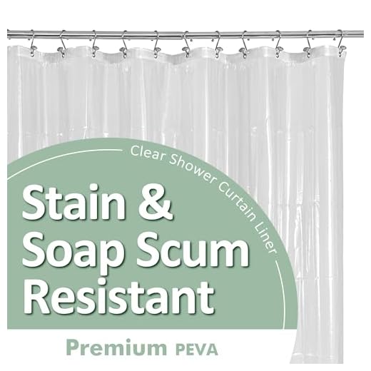 Barossa Design Plastic Shower Liner Clear - Premium PEVA Shower Curtain Liner with Rustproof Grommets and 3 Magnets, Waterproof Cute Lightweight Standard Size Bathroom Curtains - Clear