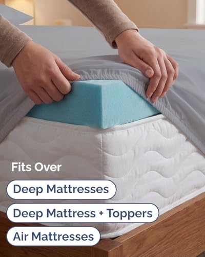 Image of Extra Deep Twin XL Sheet Set - 4 Piece Breathable & Cooling - Steel Blue | Hotel Luxury Bed Sheets Set, Easy & Secure Fit, Ultra-Soft, Wrinkle & Fade Free, Comfy Sheets Set with Extra Deep Pockets