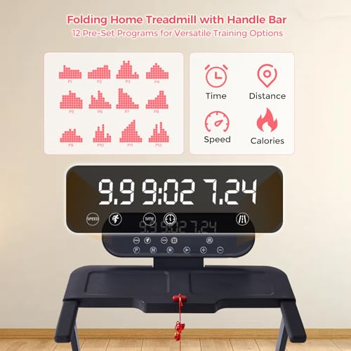 Image of Portable Treadmill for Home Small, Walking Pad with Handle Bar, 3.5HP Eelectric Walking Pad Treadmill with Handle Bar and Incline, Small Treadmills for Home Exercising, 0.6-10MPH, 400BS