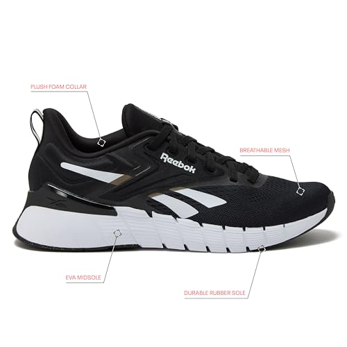 Reebok Nano Gym Sneakers for Men, Workout Mens Shoes, Black/Footwear White, 11.5