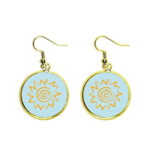 Pendientes de sol de alta joyería pintada a mano con acabado dorado