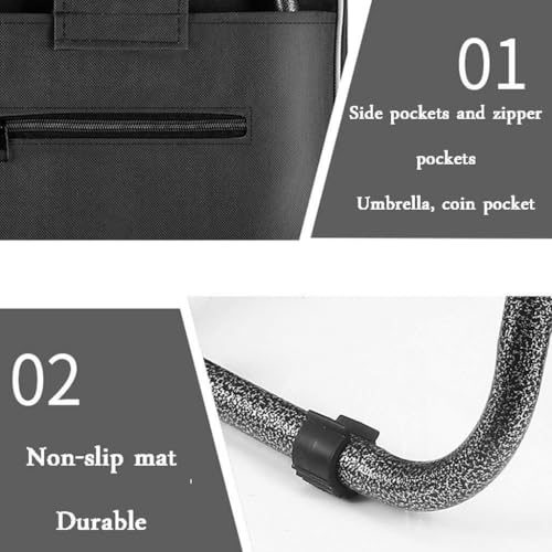 Einkaufswagen, Trolley 6 Räder Treppensteigen Tasche Abnehmbare 45L Große(Black)