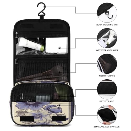 Trousse de toilette suspendre en polyester robuste violette - 6