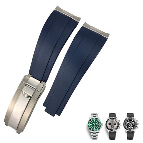 Bracelet montre caoutchouc 20mm look Rolex Daytona, style maillons métal chic