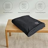 s.Oliver Kuschelsoft Decke 150x200 cm - flauschig, warm & waschbar, Kuscheldecke dunkelgrau Uni