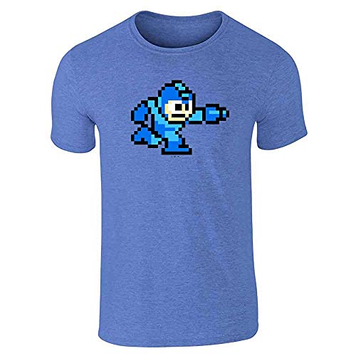 Mega Man 8 Bit Vintage Video Game Short Sleeve T-Shirt Heather Royal Blue L