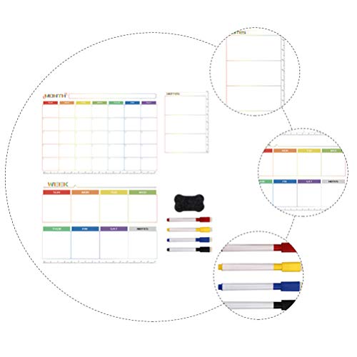 BESPORTBLE, 1 conjunto magnético semanal, mensal, planner magnético apagável a seco com canetas, ade