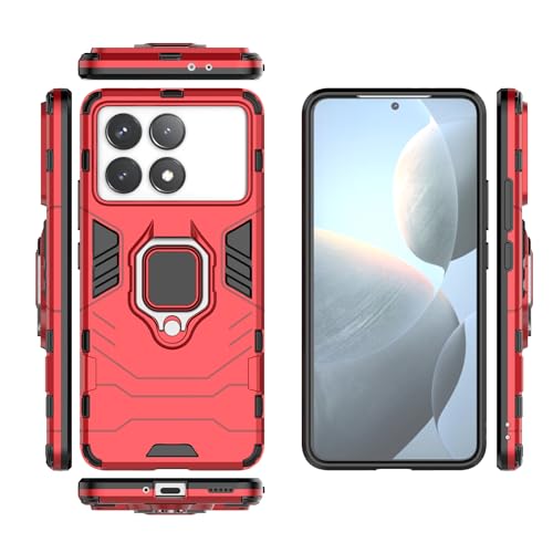 Coque Xiaomi Redmi K70 protège objectif avec support béquille rouge Rosso fine