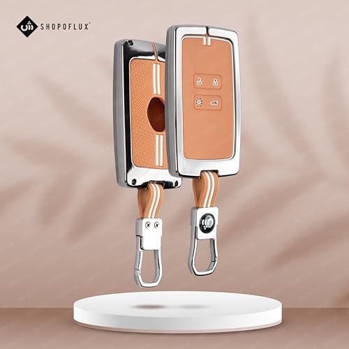 Image of SHOPOFLUX Metal Key Cover Compatible with Renault Triber | Kiger | Duster | Gravite 4 Button Smart Key